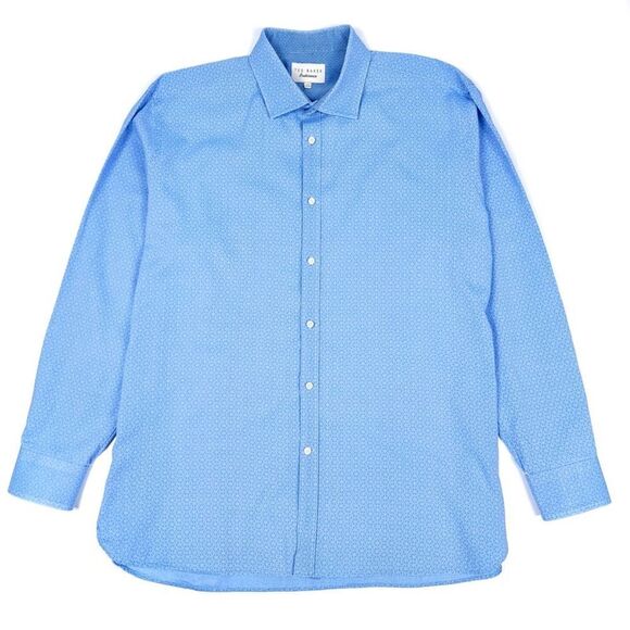 TED BAKER Endurance Long Sleeve Button Down Dress Shirt Blue Floral Mens 17.5 - Picture 1 of 9